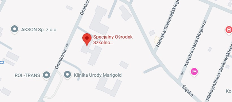 Mapka dojazdu Wycinek z mapy google z zaznaczoną lokalizacją ośrodka